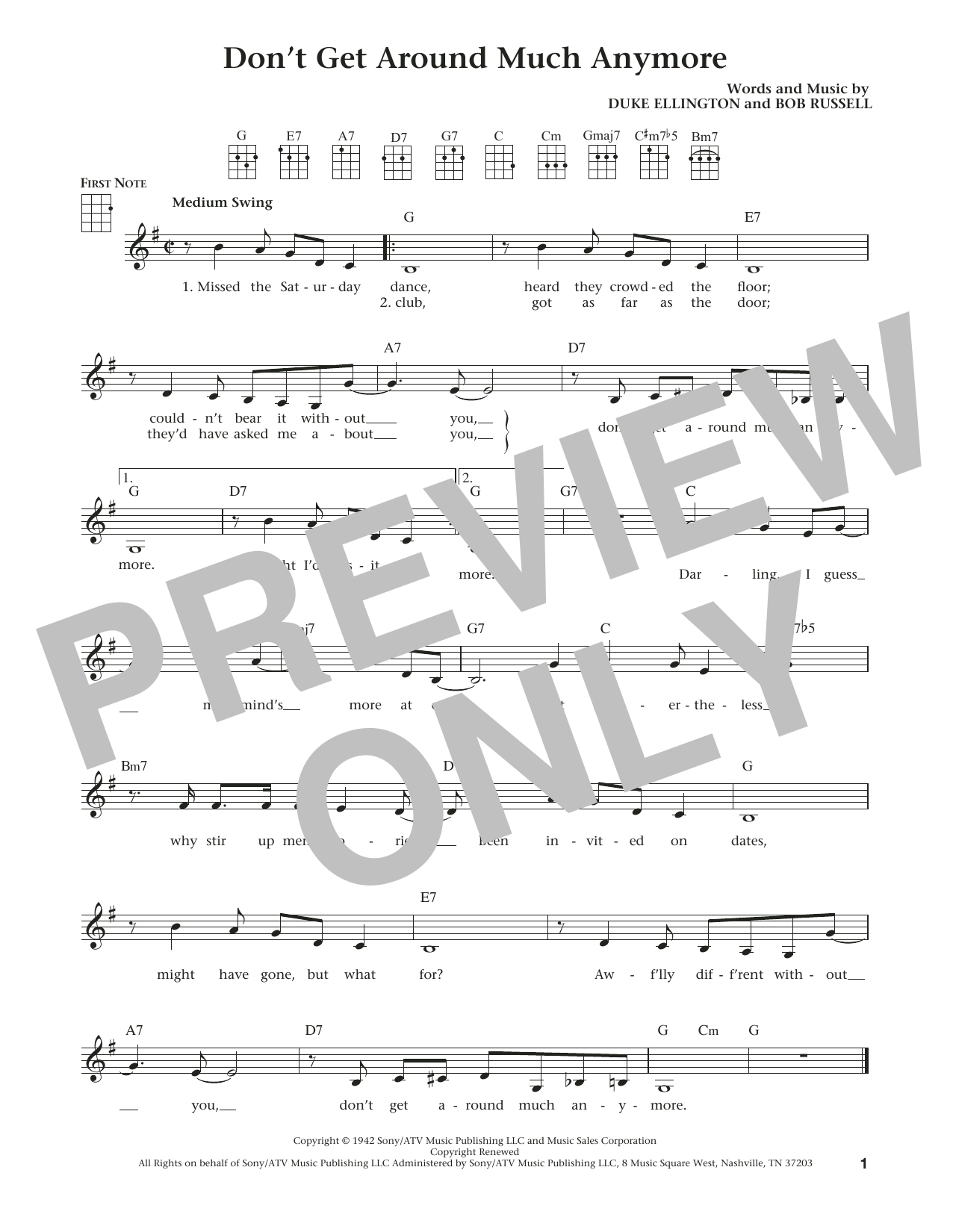 Duke Ellington Don't Get Around Much Anymore (from The Daily Ukulele) (arr. Liz and Jim Beloff) Sheet Music