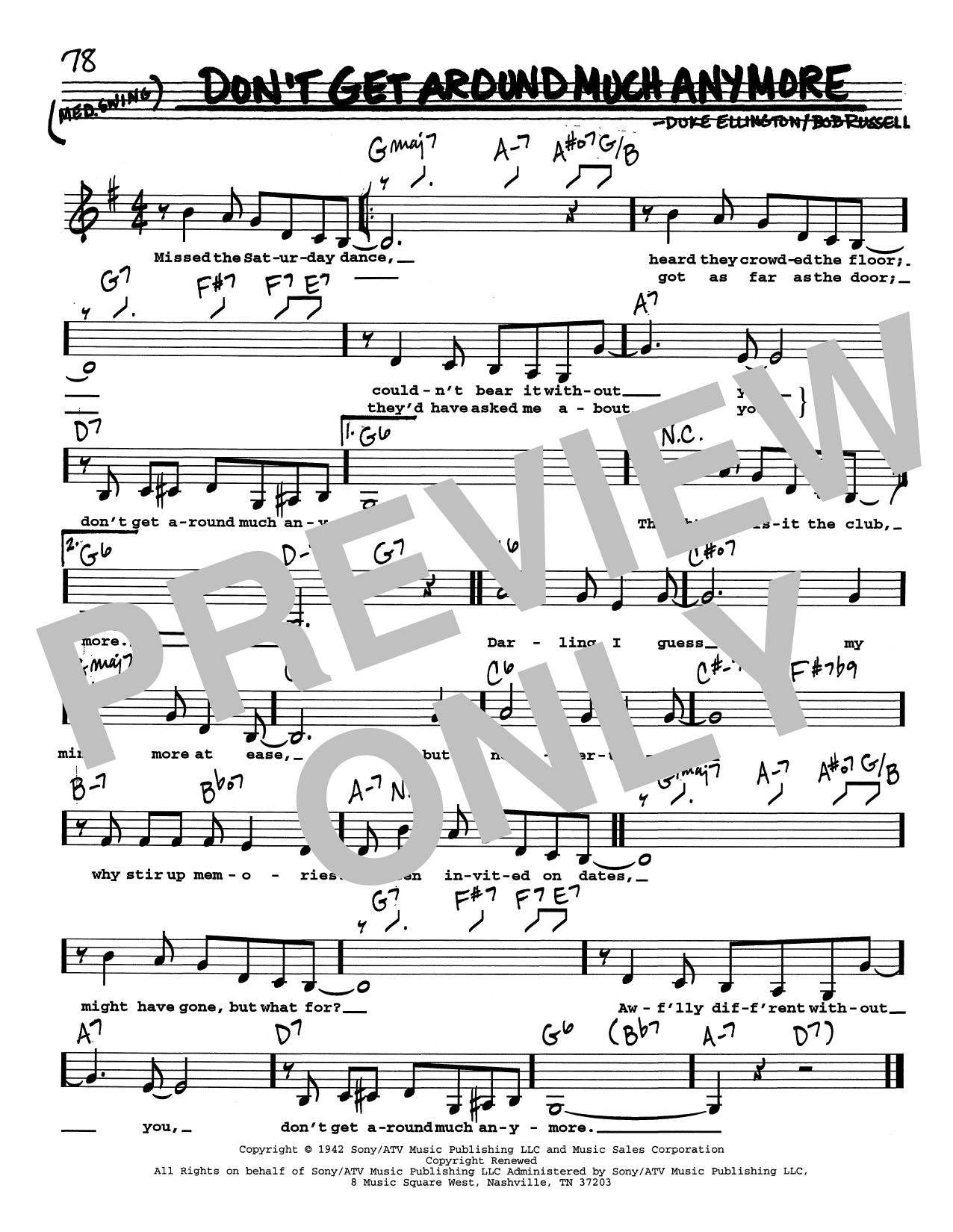 Duke Ellington Don't Get Around Much Anymore (Low Voice) Sheet Music