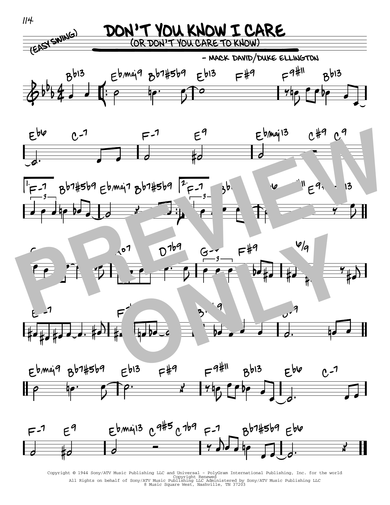 Duke Ellington Don't You Know I Care (Or Don't You Care To Know) Sheet Music