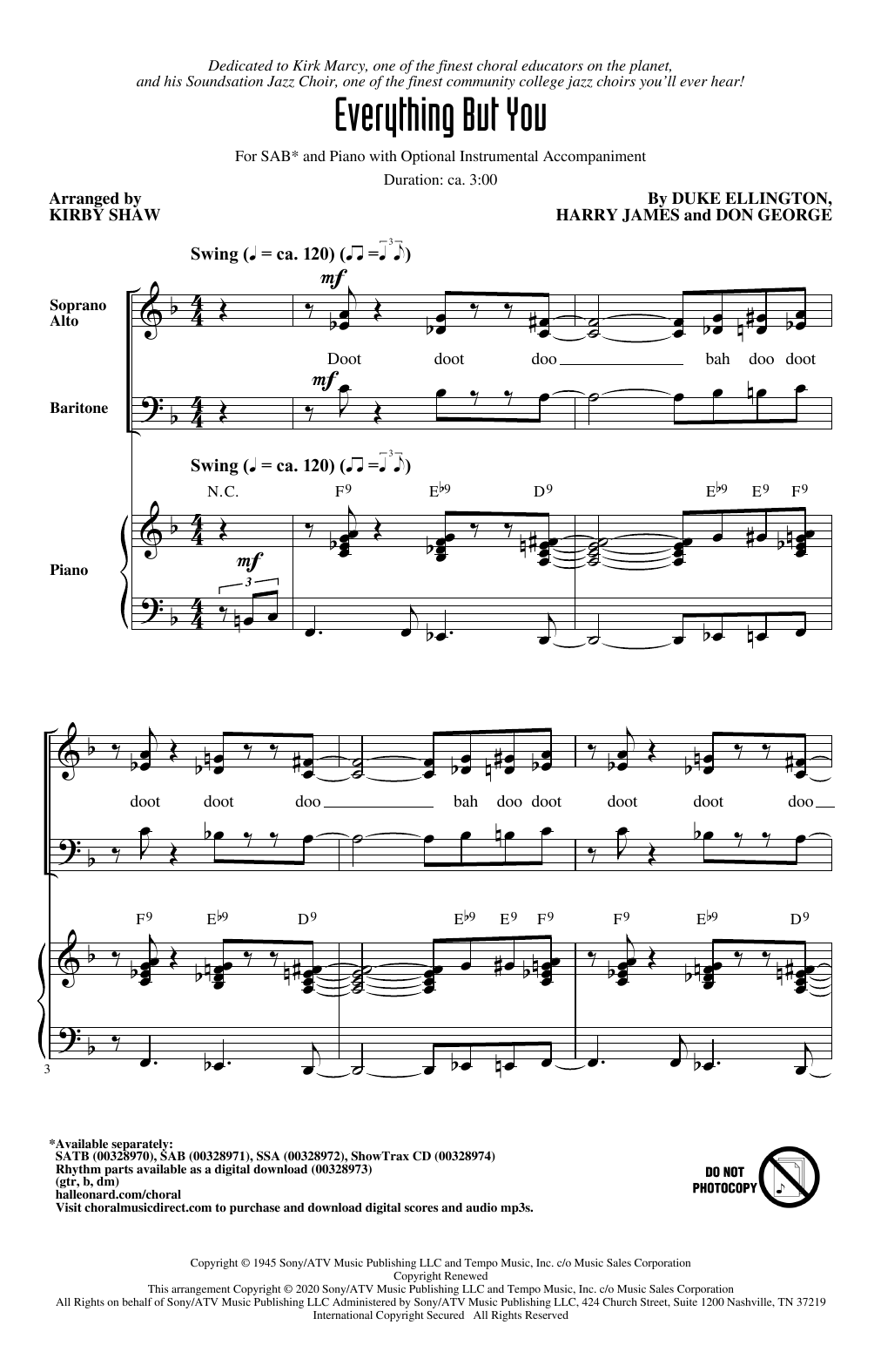 Duke Ellington Everything But You (arr. Kirby Shaw) Sheet Music