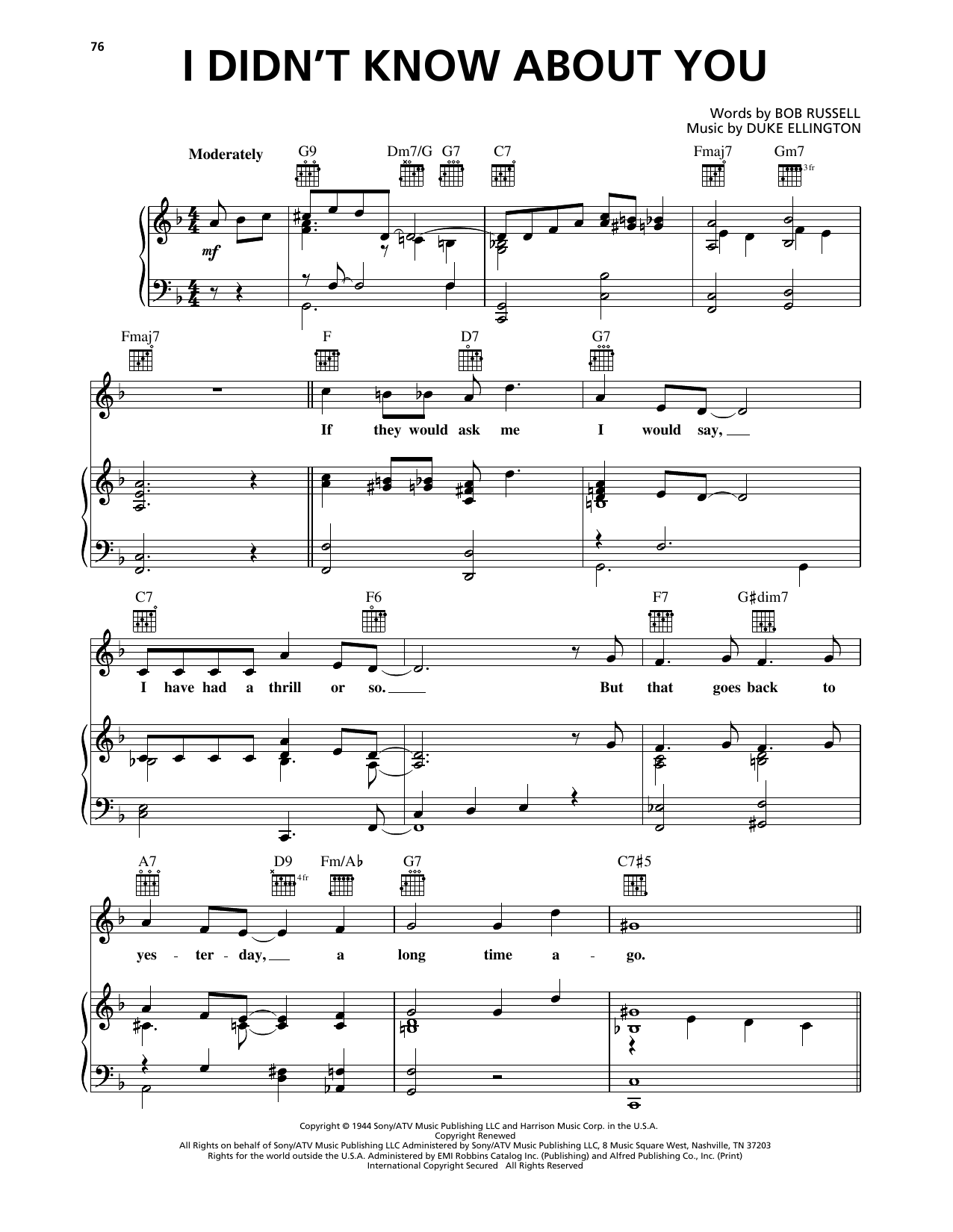 Duke Ellington I Didn't Know About You Sheet Music