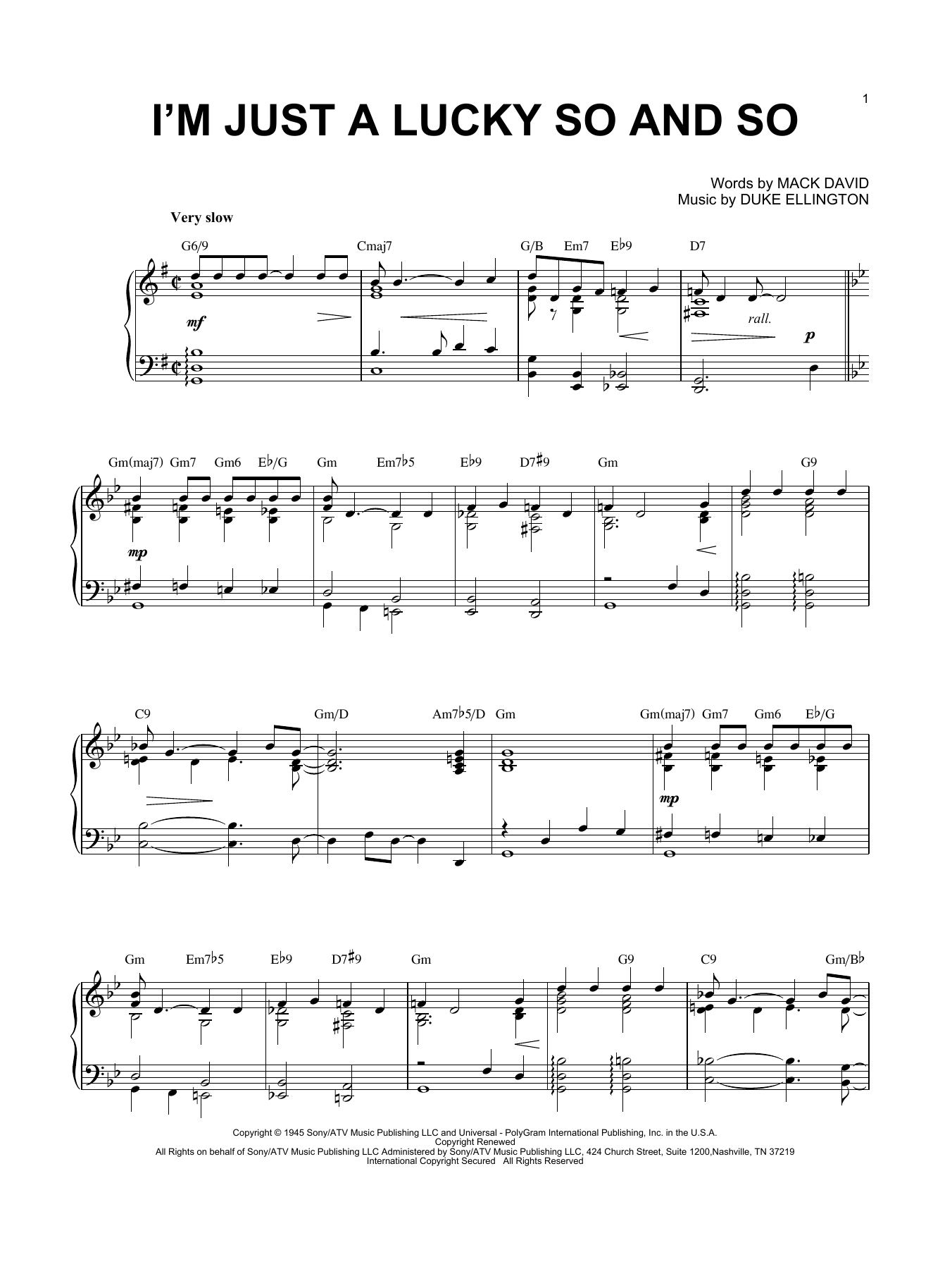 Duke Ellington I'm Just A Lucky So And So (arr. Brent Edstrom) Sheet Music