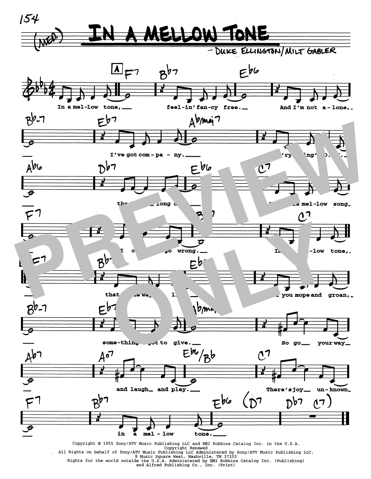Duke Ellington In A Mellow Tone (Low Voice) Sheet Music