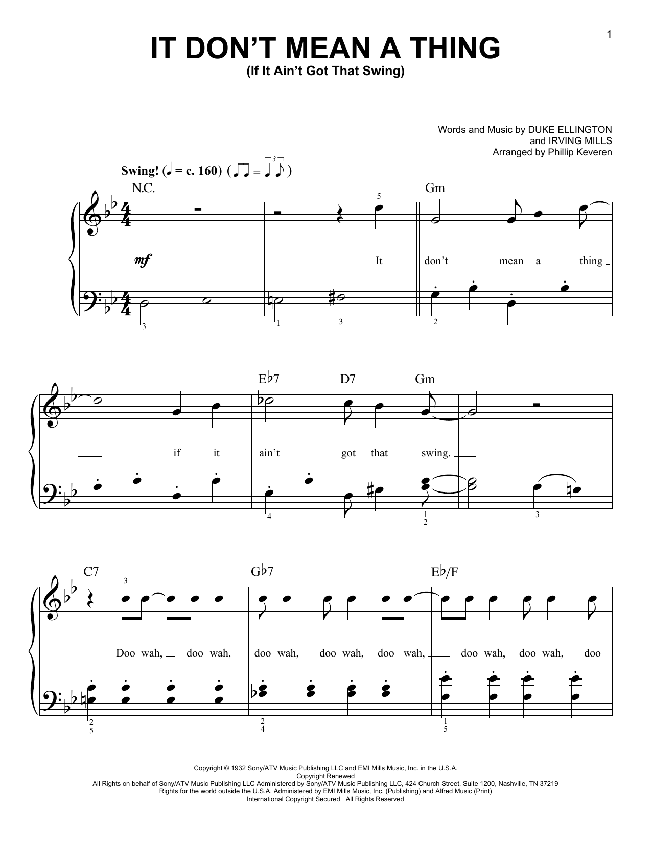 Duke Ellington It Don't Mean A Thing (If It Ain't Got That Swing) (arr. Phillip Keveren) Sheet Music