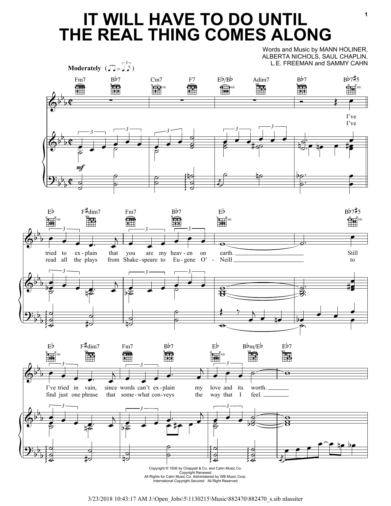 Duke Ellington It Will Have To Do Until The Real Thing Comes Along (Until The Real Thing Comes Sheet Music