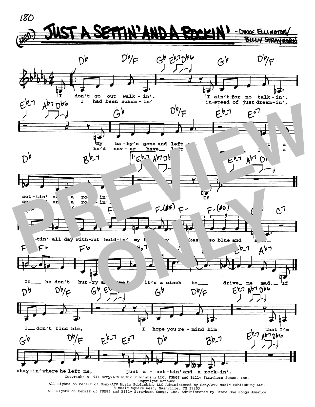 Duke Ellington Just A Settin' And A Rockin' (Low Voice) Sheet Music