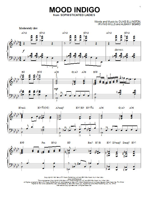 Duke Ellington Mood Indigo (arr. Brent Edstrom) Sheet Music
