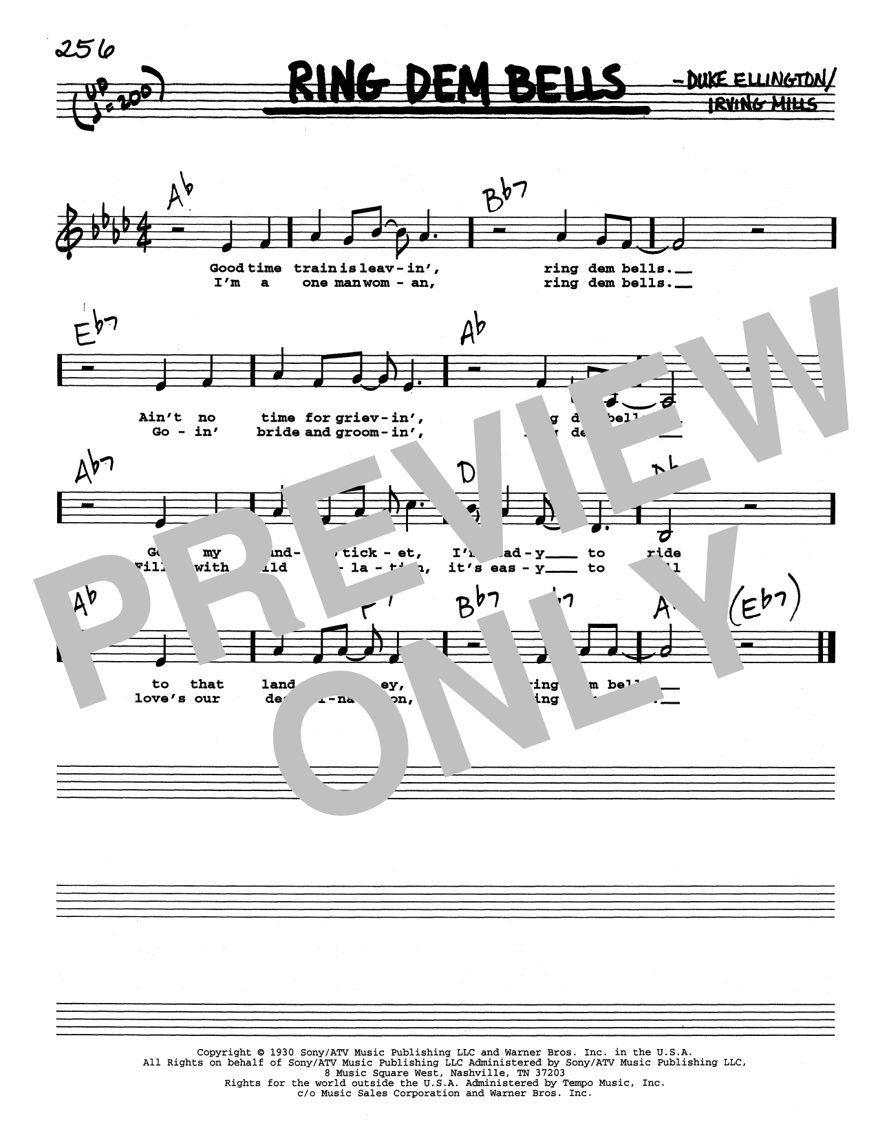 Duke Ellington Ring Dem Bells (Low Voice) Sheet Music