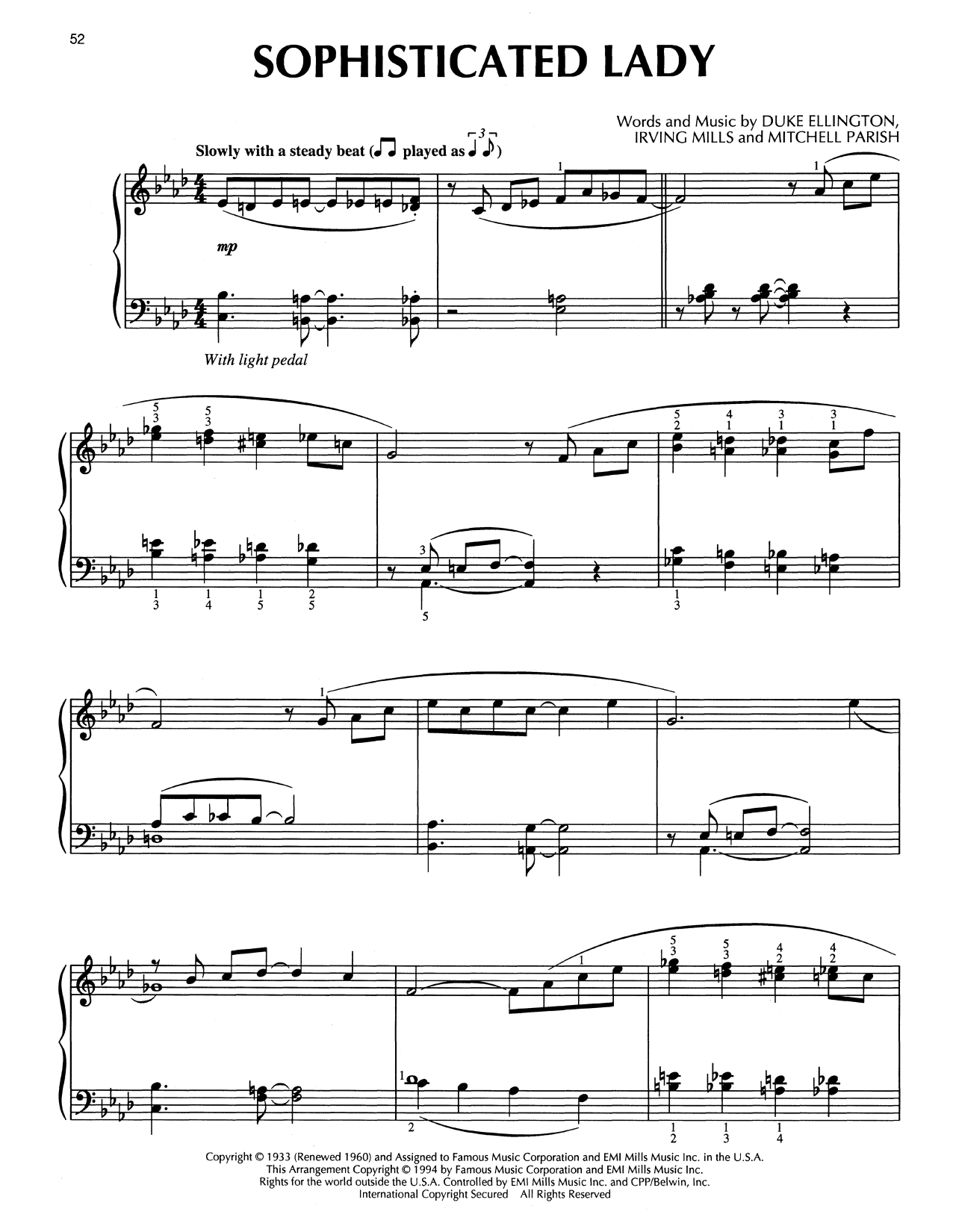 Duke Ellington Sophisticated Lady (arr. Bill Boyd) Sheet Music