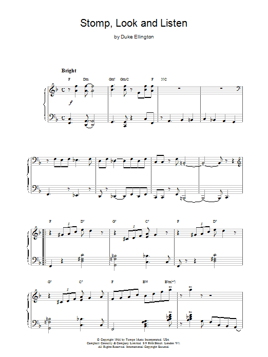 Duke Ellington Stomp, Look and Listen Sheet Music