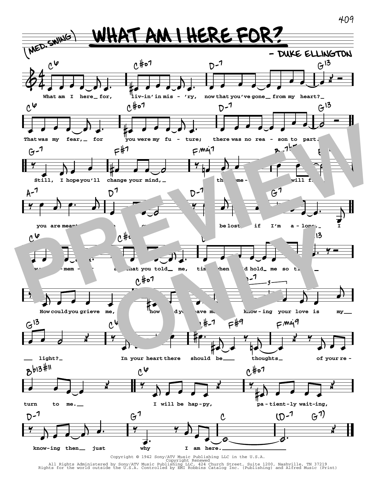 Duke Ellington What Am I Here For? (Low Voice) Sheet Music