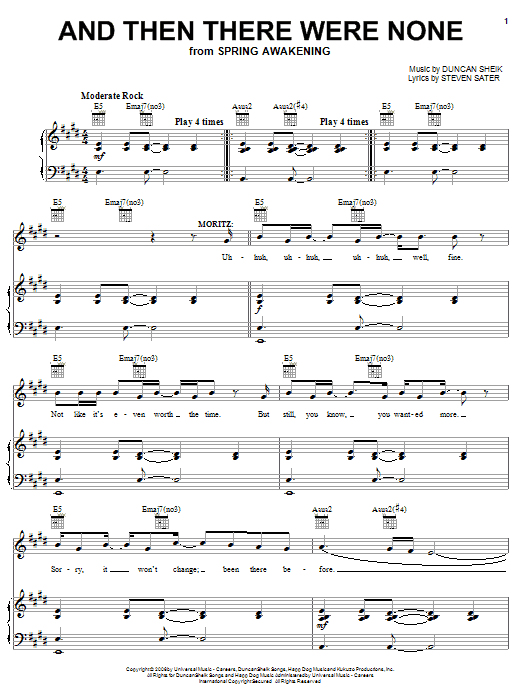 Duncan Sheik And Then There Were None Sheet Music