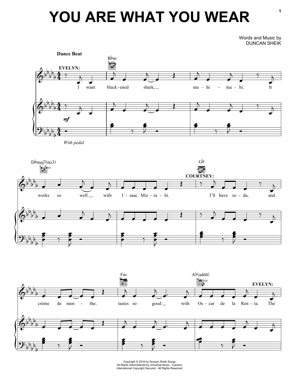 Duncan Sheik You Are What You Wear Sheet Music