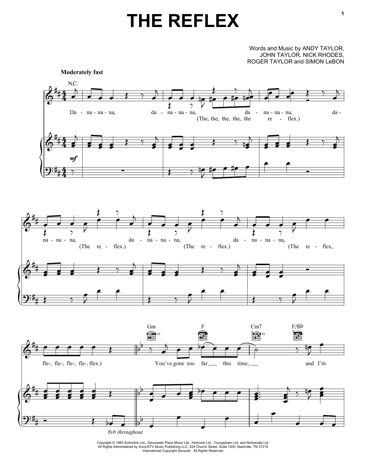 Duran Duran The Reflex Sheet Music
