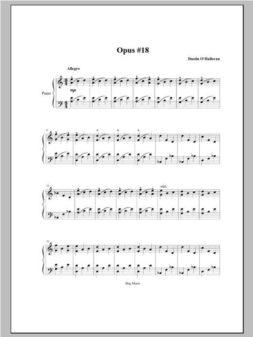 Dustin O'Halloran Opus 18 Sheet Music