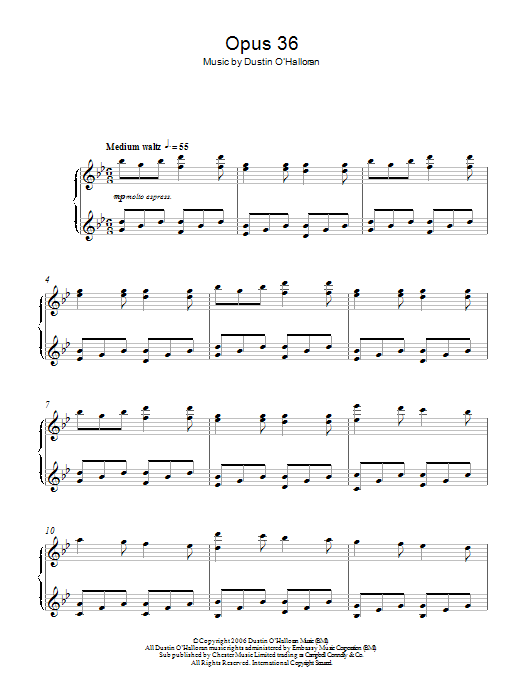 Dustin O'Halloran Opus 36 Sheet Music
