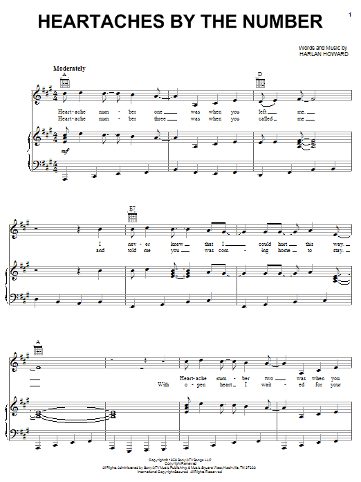 Dwight Yoakam Heartaches By The Number Sheet Music