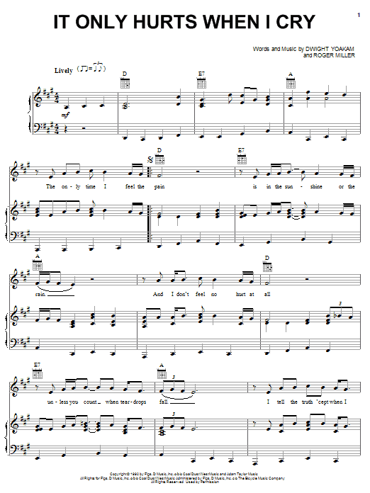 Dwight Yoakam It Only Hurts When I Cry Sheet Music