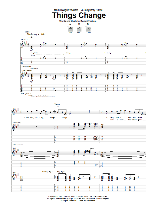 Dwight Yoakam Things Change Sheet Music