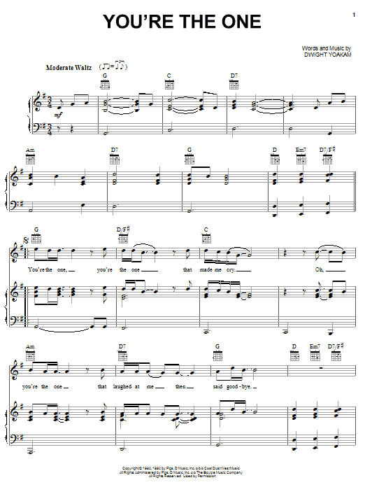 Dwight Yoakam You're The One Sheet Music