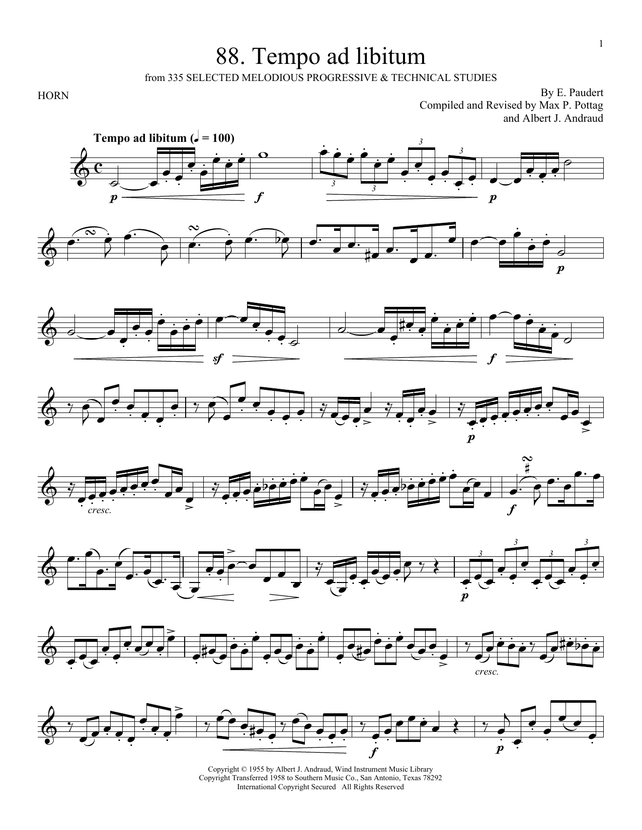 E. Paudert Etude No. 88 Sheet Music