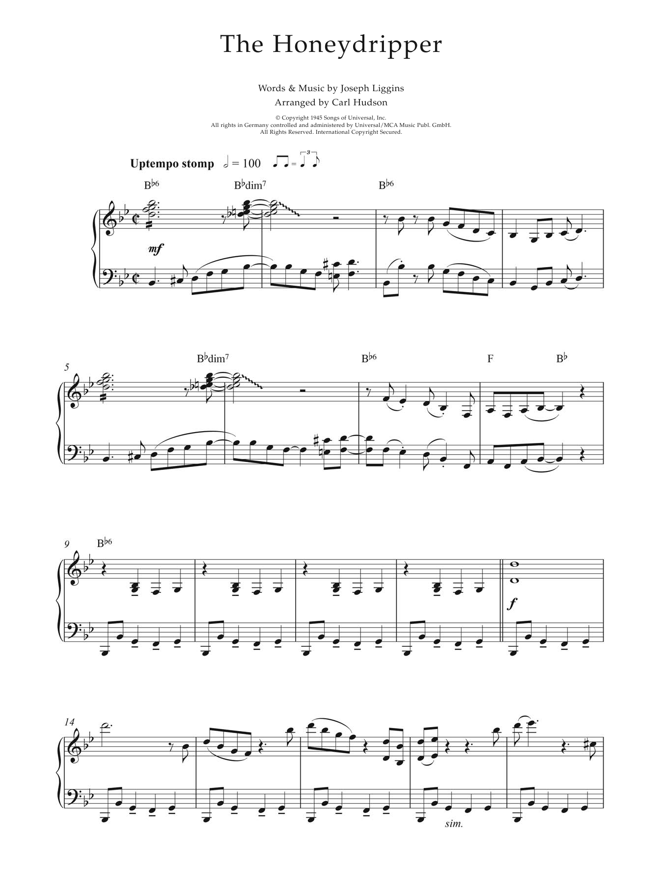Earl Hines The Honeydripper Sheet Music