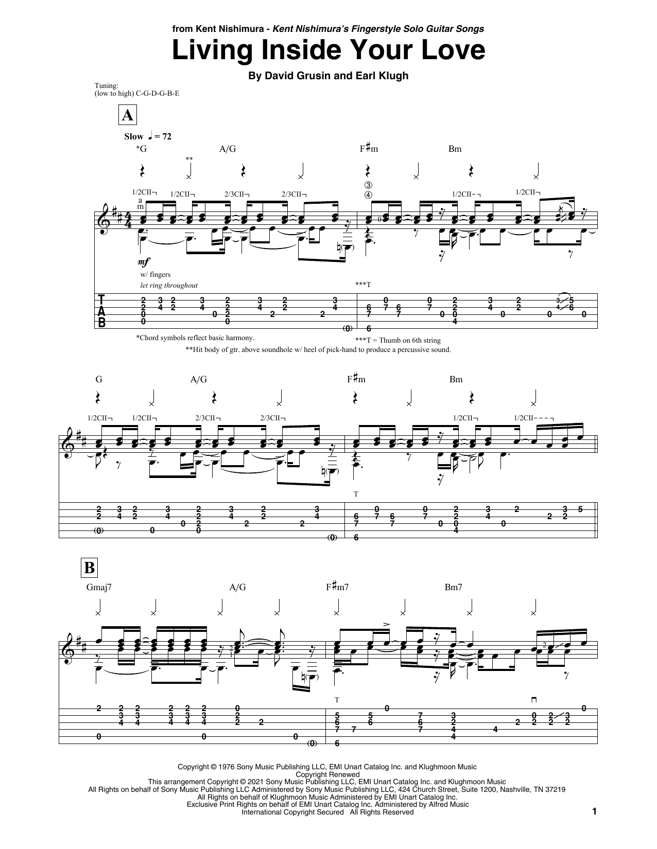 Earl Klugh Living Inside Your Love (arr. Kent Nishimura) Sheet Music
