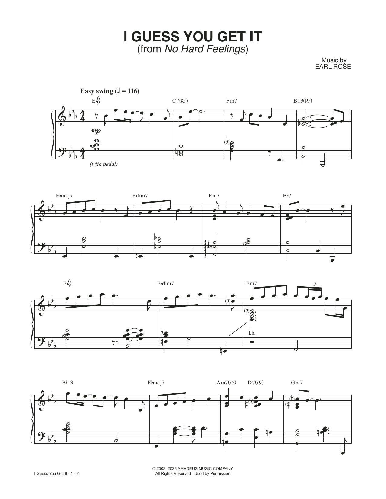Earl Rose I Guess You Get It (from No Hard Feelings) Sheet Music