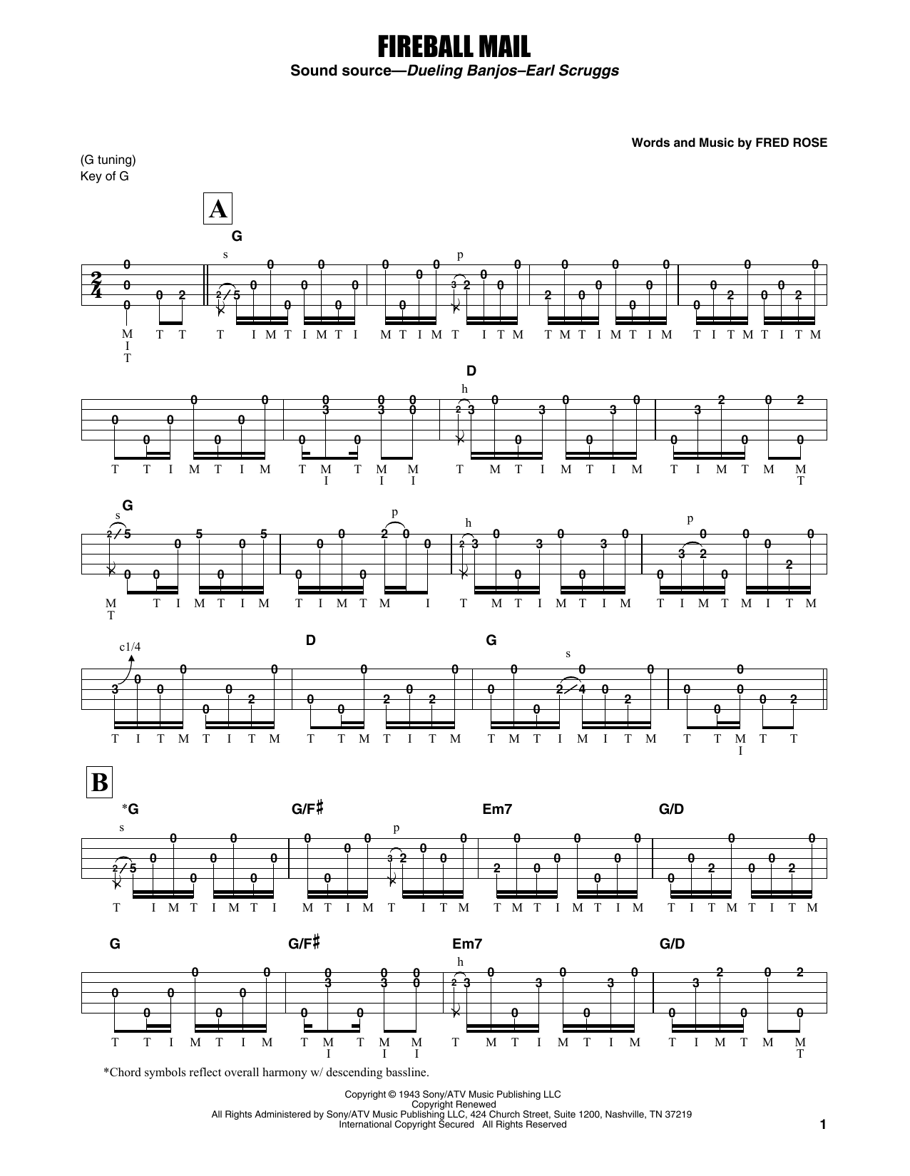 Earl Scruggs Fireball Mail Sheet Music