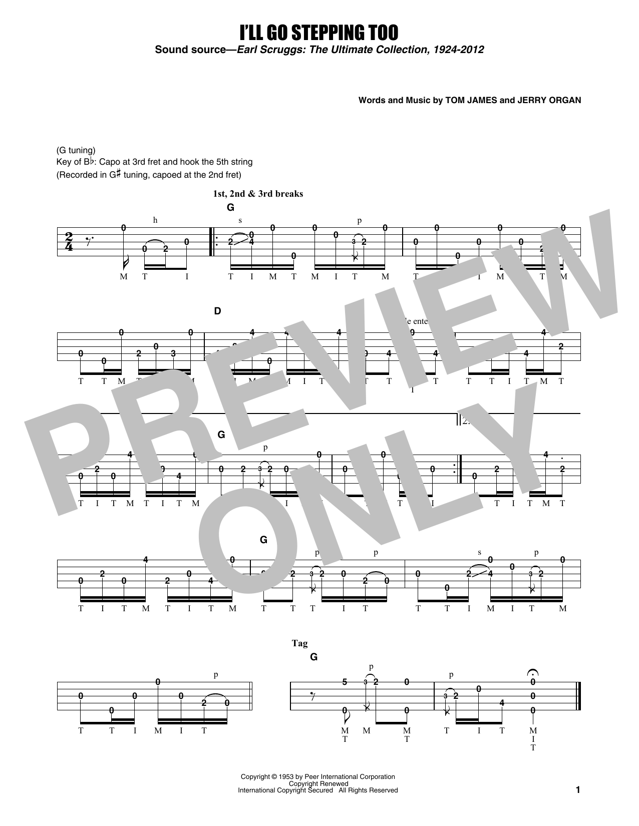 Earl Scruggs I'll Go Stepping Too Sheet Music