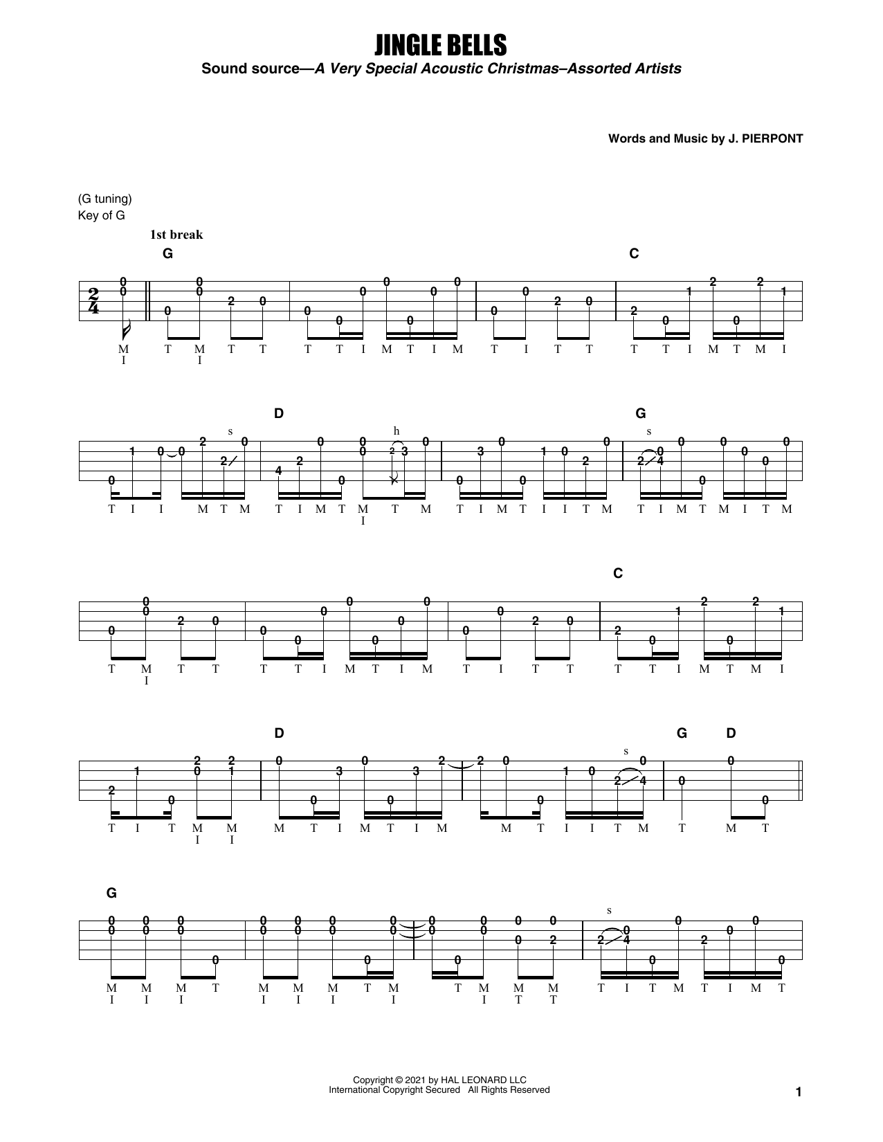 Earl Scruggs Jingle Bells Sheet Music