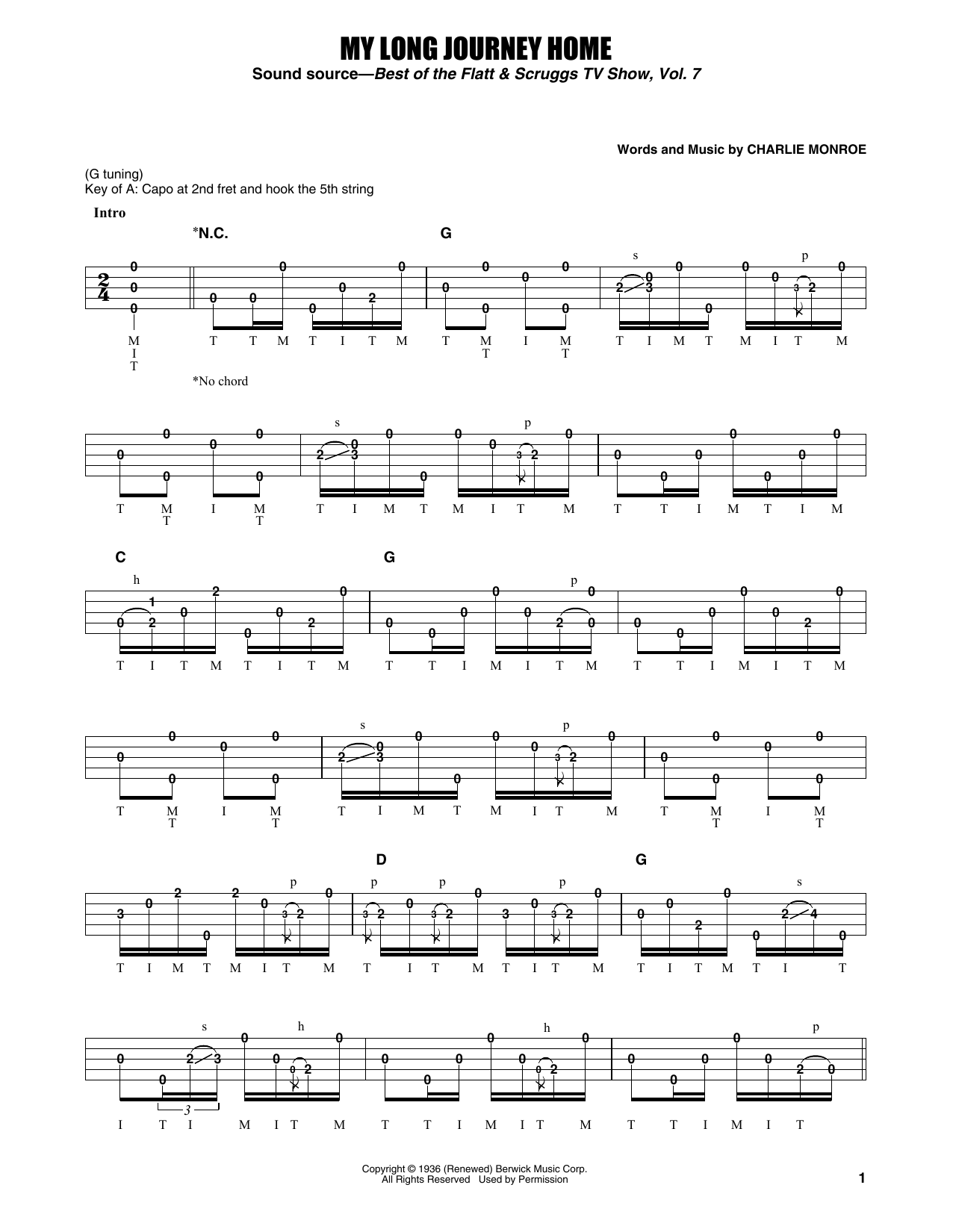 Earl Scruggs My Long Journey Home Sheet Music