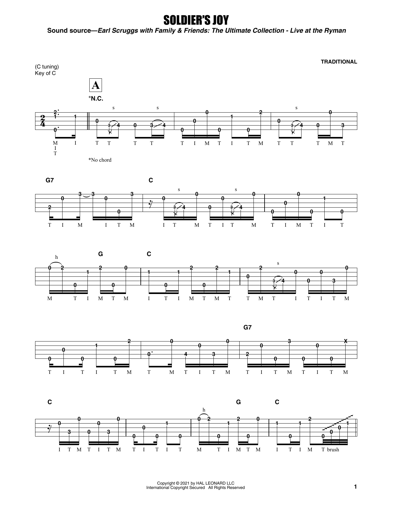 Earl Scruggs Soldier's Joy Sheet Music