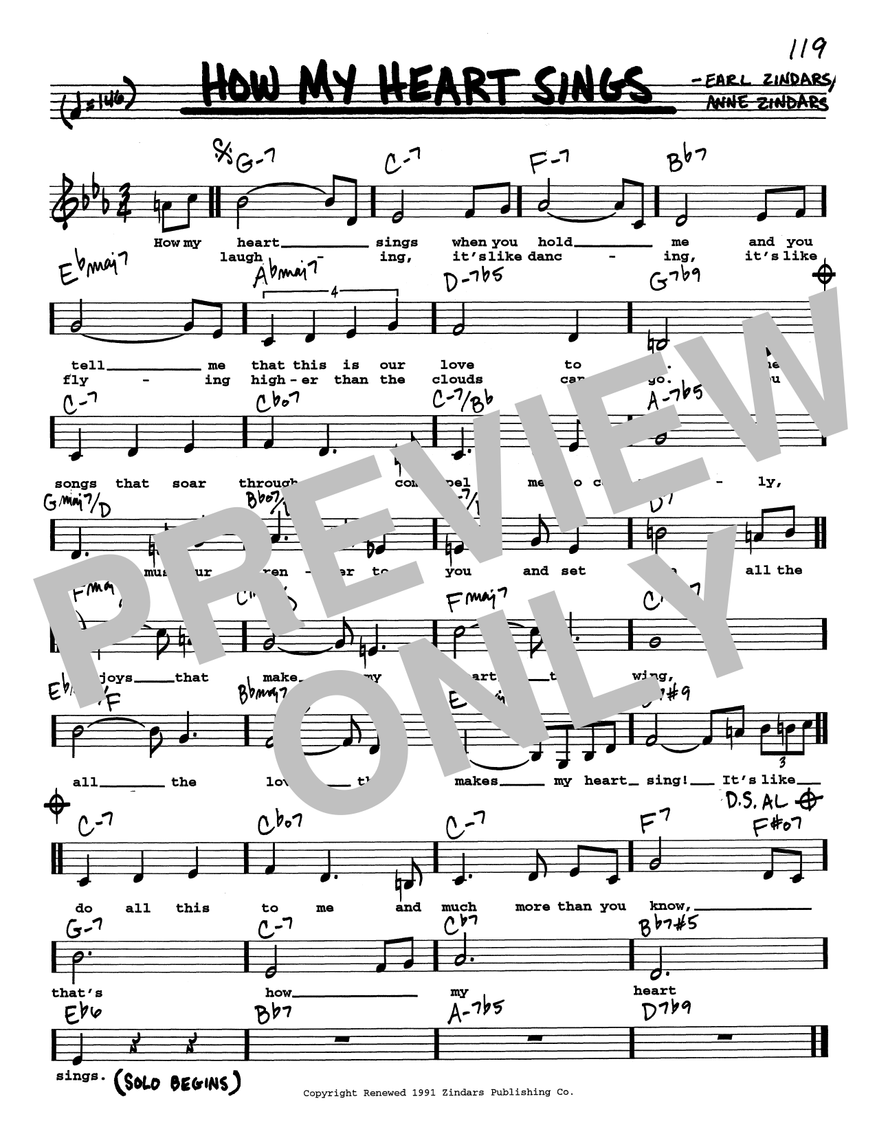 Earl Zindars How My Heart Sings (Low Voice) Sheet Music