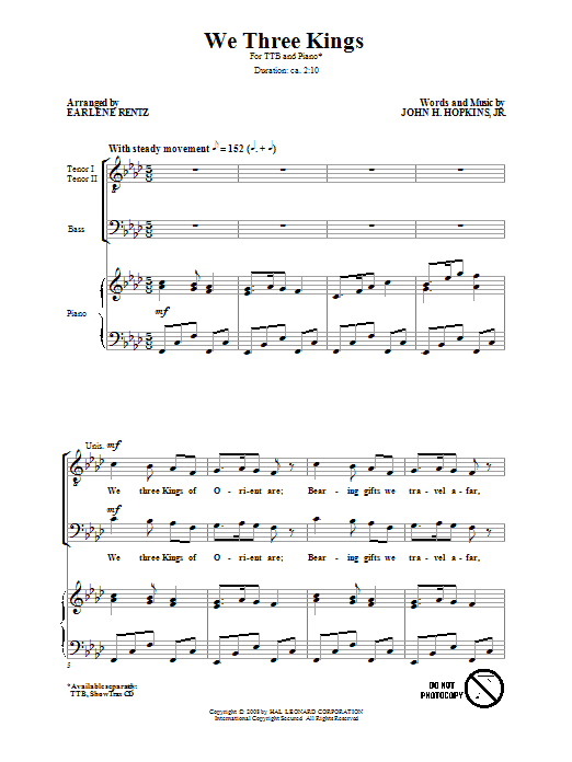 Earlene Rentz We Three Kings Sheet Music