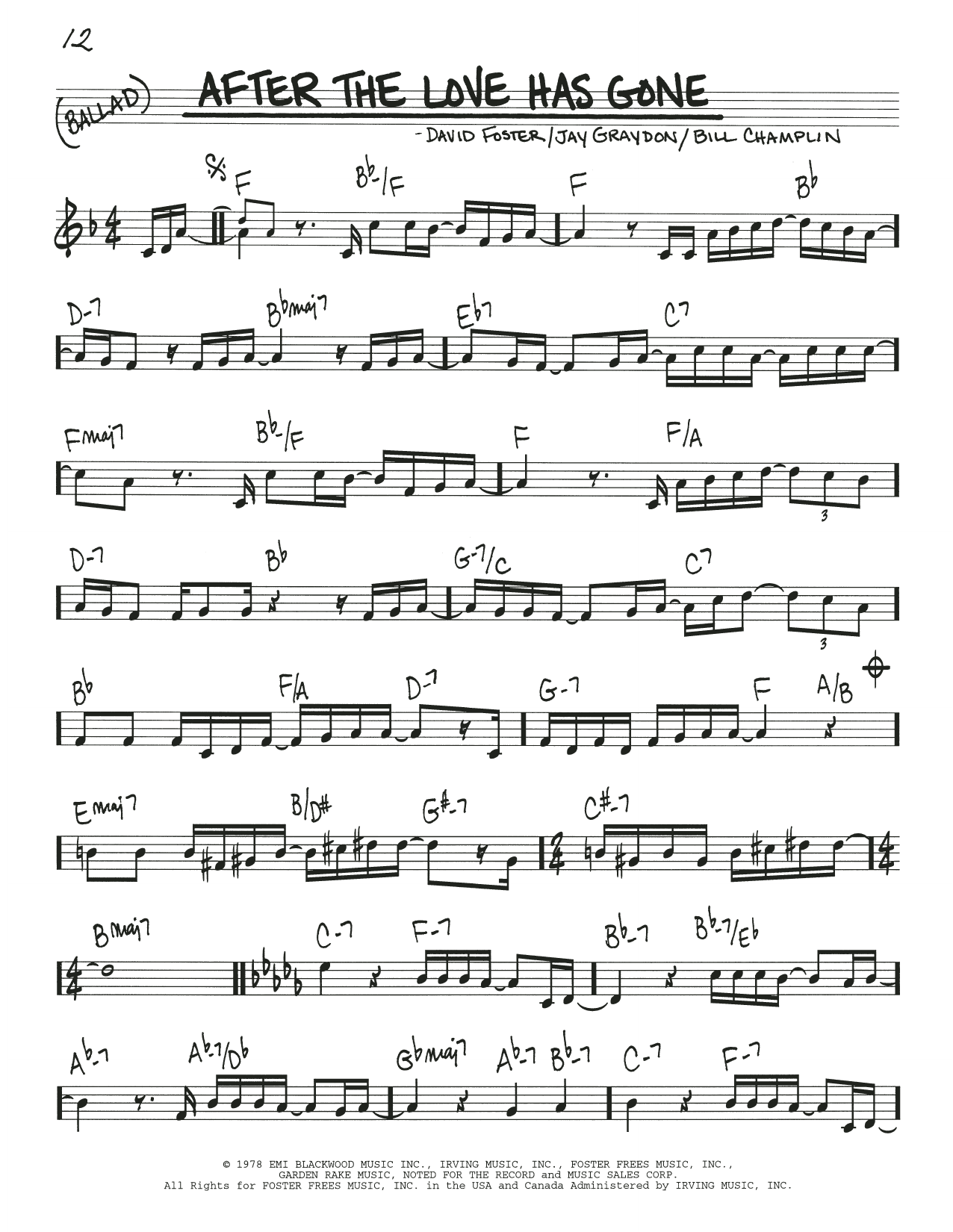 Earth, Wind & Fire After The Love Has Gone Sheet Music