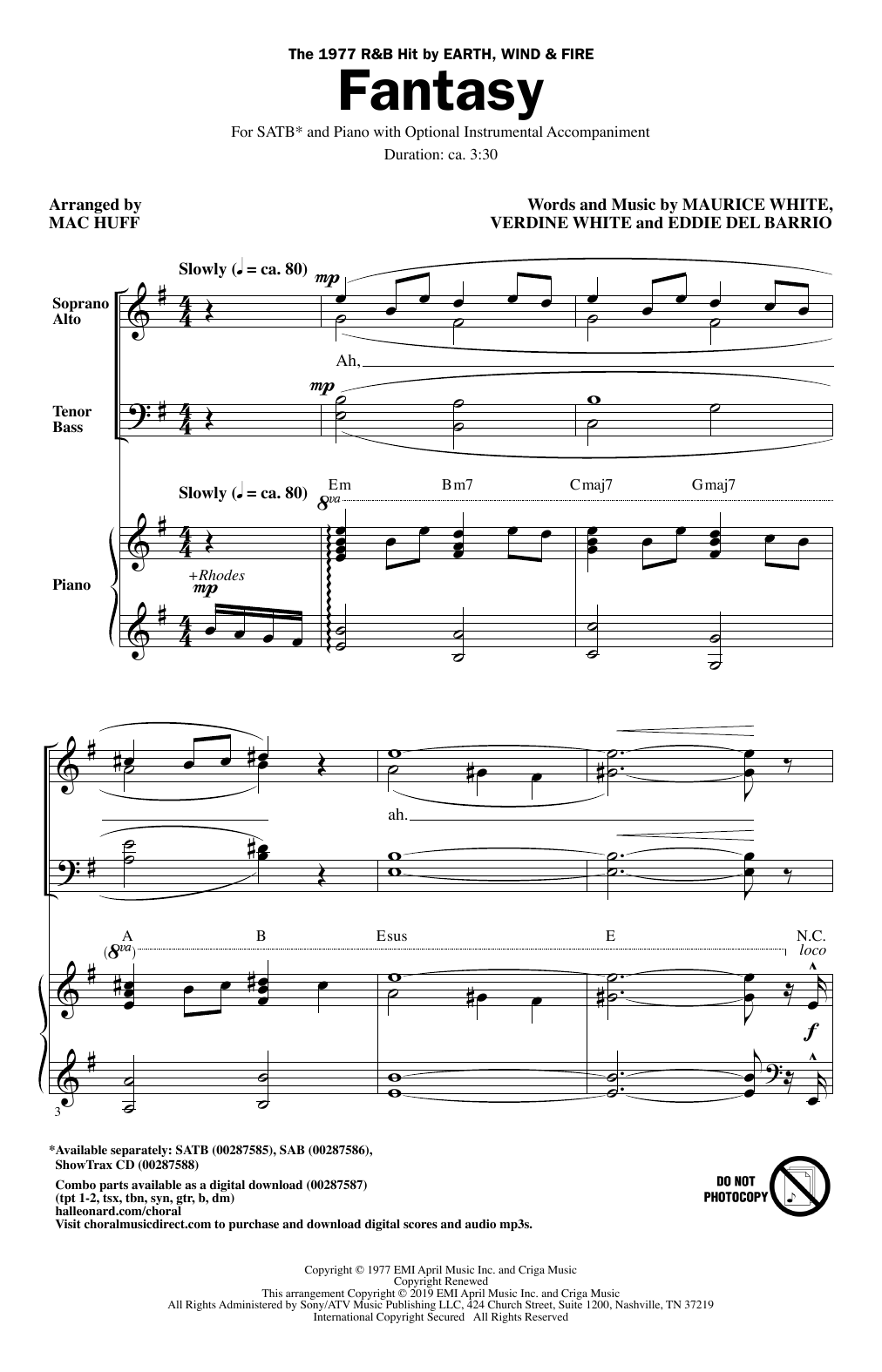 Earth, Wind & Fire Fantasy (arr. Mac Huff) Sheet Music