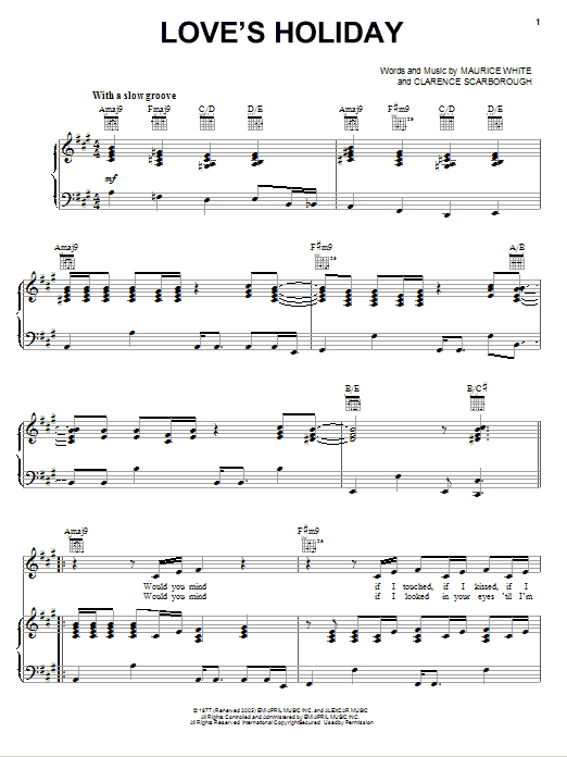 Earth, Wind & Fire Love's Holiday Sheet Music