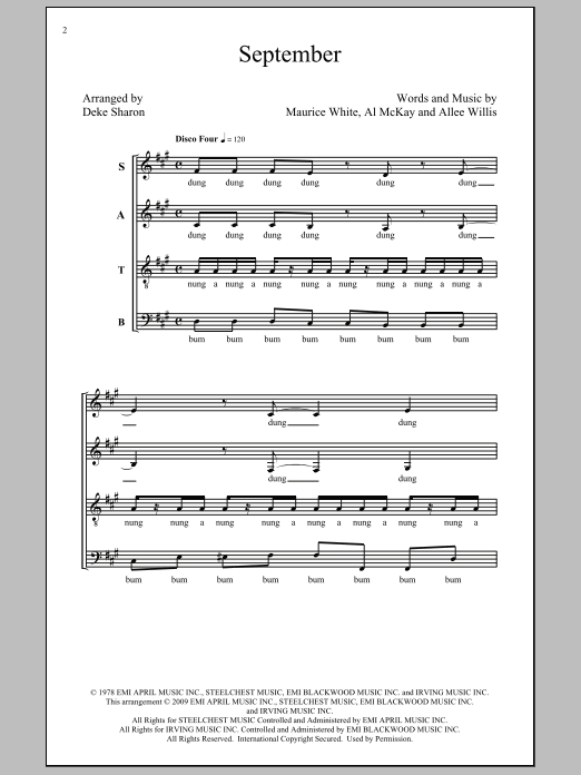 Earth, Wind & Fire September (arr. Deke Sharon) Sheet Music