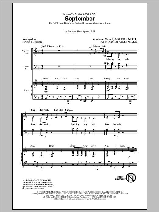 Earth, Wind & Fire September (arr. Mark Brymer) Sheet Music