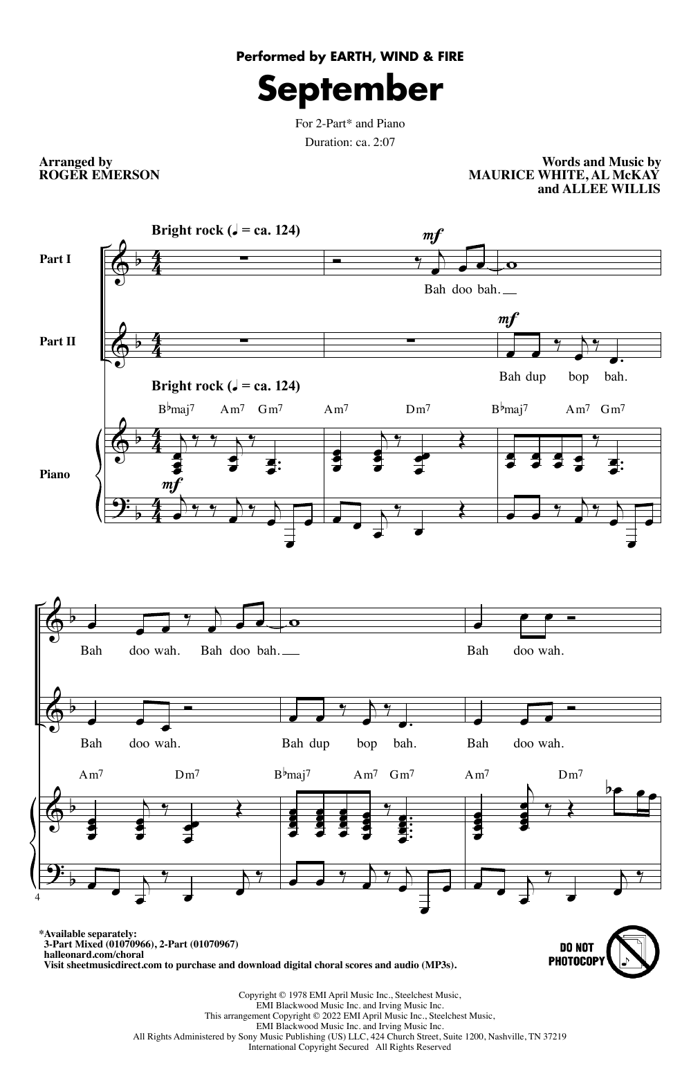 Earth, Wind & Fire September (arr. Roger Emerson) Sheet Music