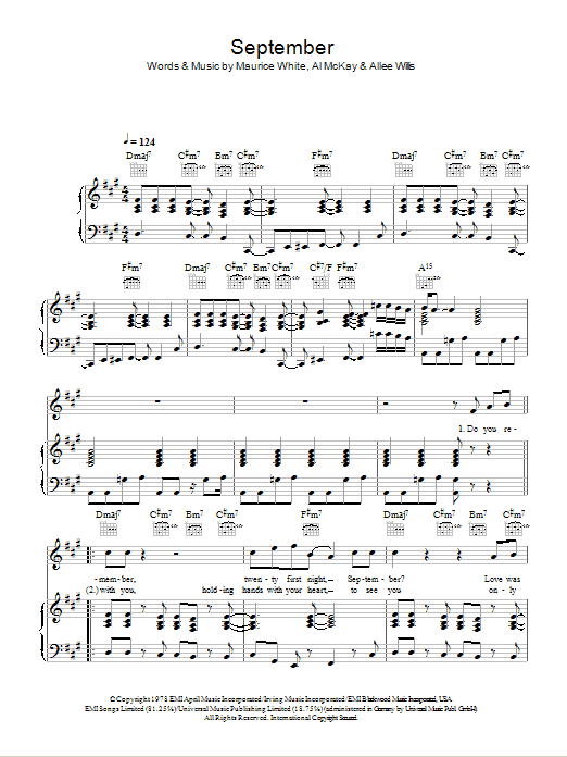 Earth, Wind & Fire September Sheet Music