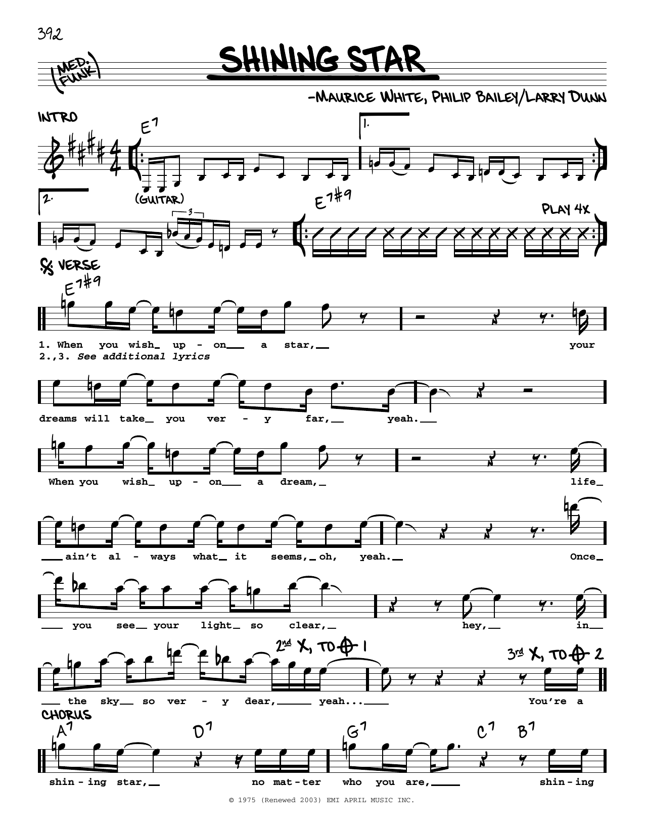 Earth, Wind & Fire Shining Star Sheet Music