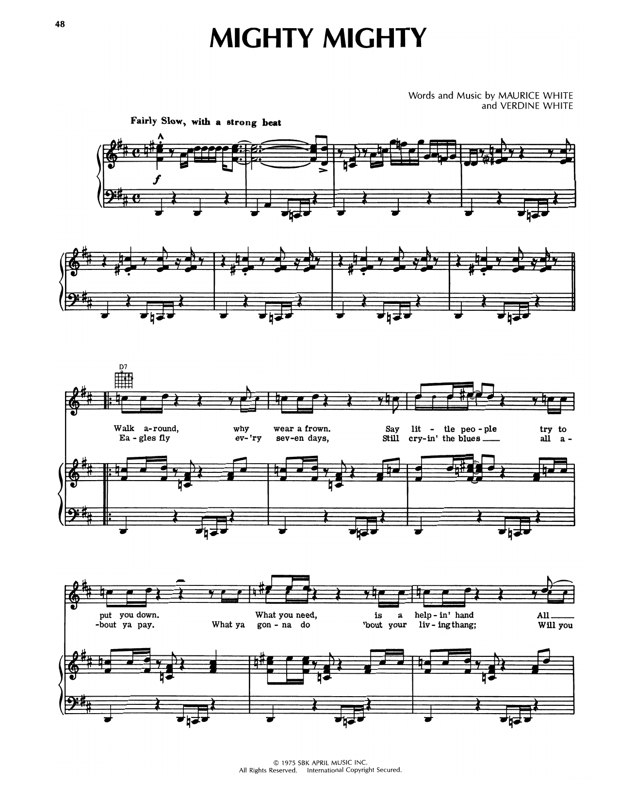 Earth, Wind & Fire Mighty Mighty Sheet Music