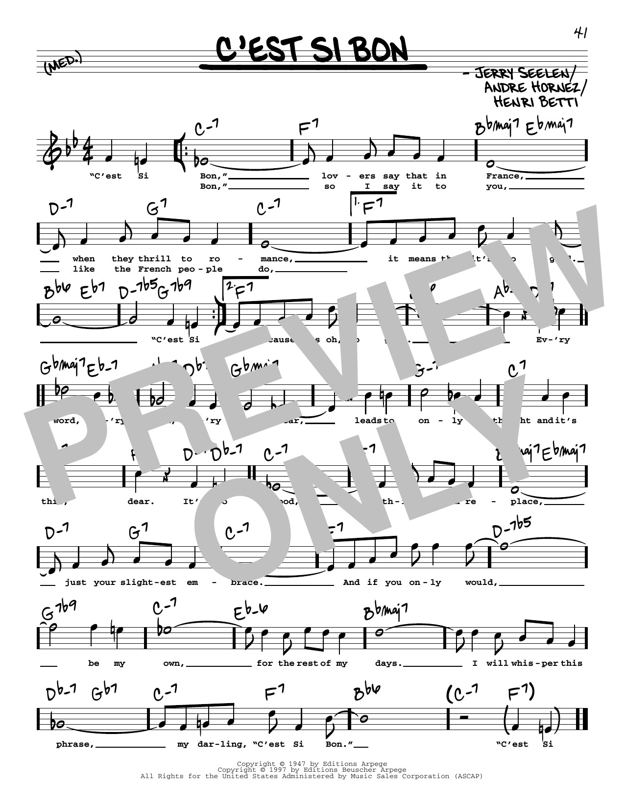 Eartha Kitt C'est Si Bon (High Voice) Sheet Music