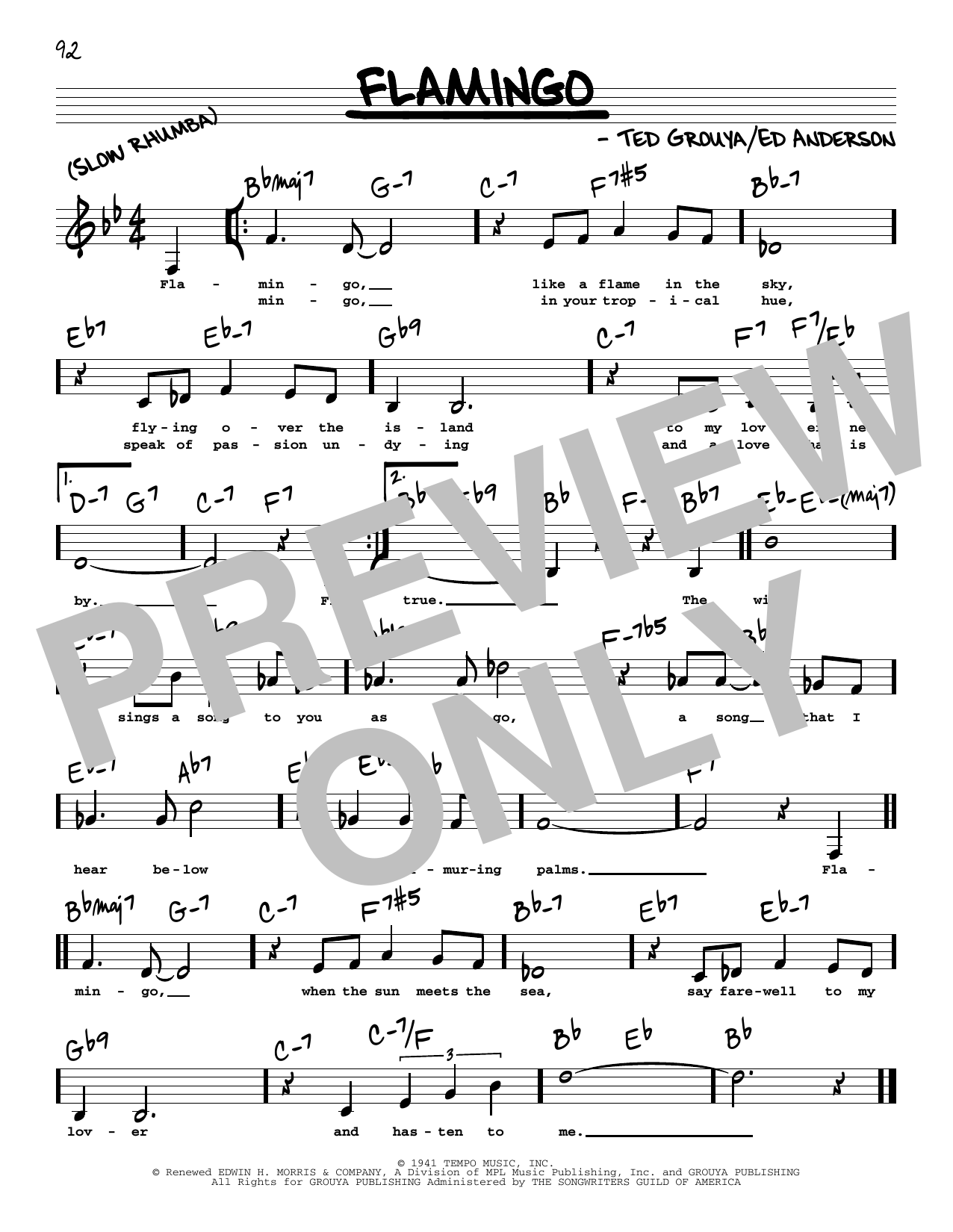 Ed Anderson Flamingo (Low Voice) Sheet Music