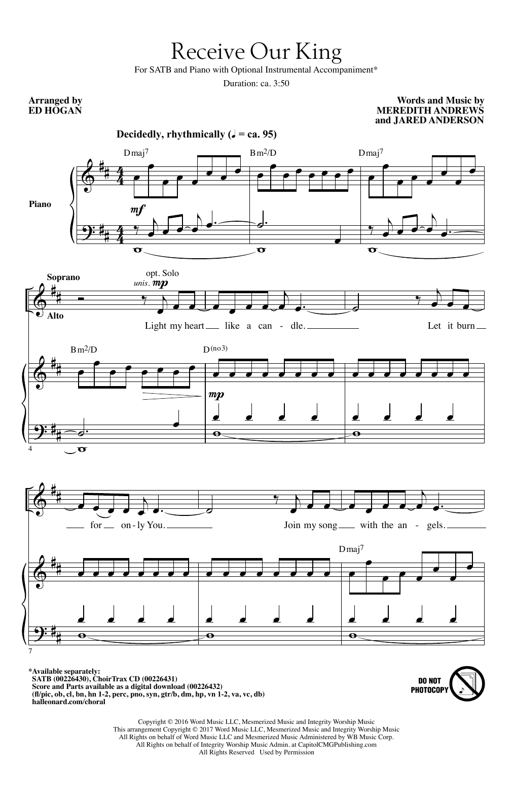 Ed Hogan Receive Our King Sheet Music