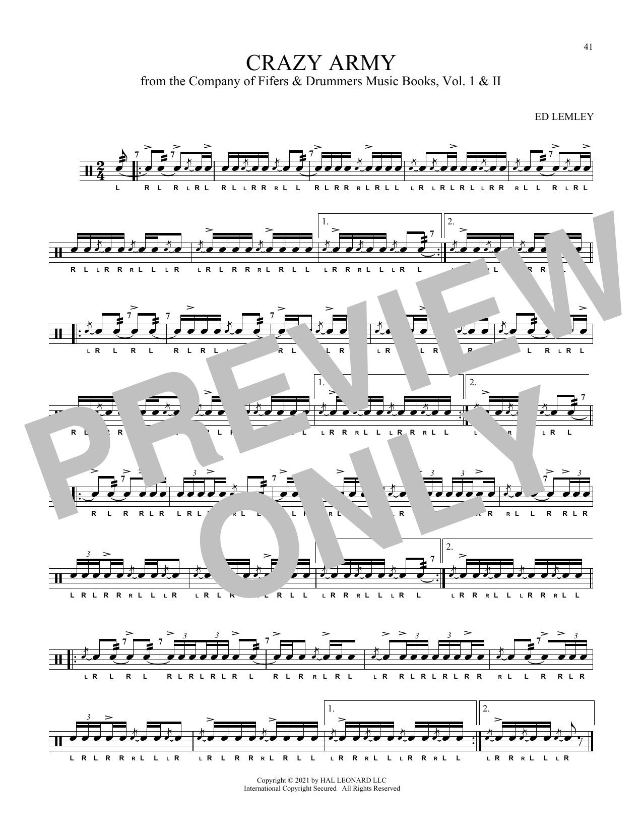 Ed Lemley Crazy Army Sheet Music
