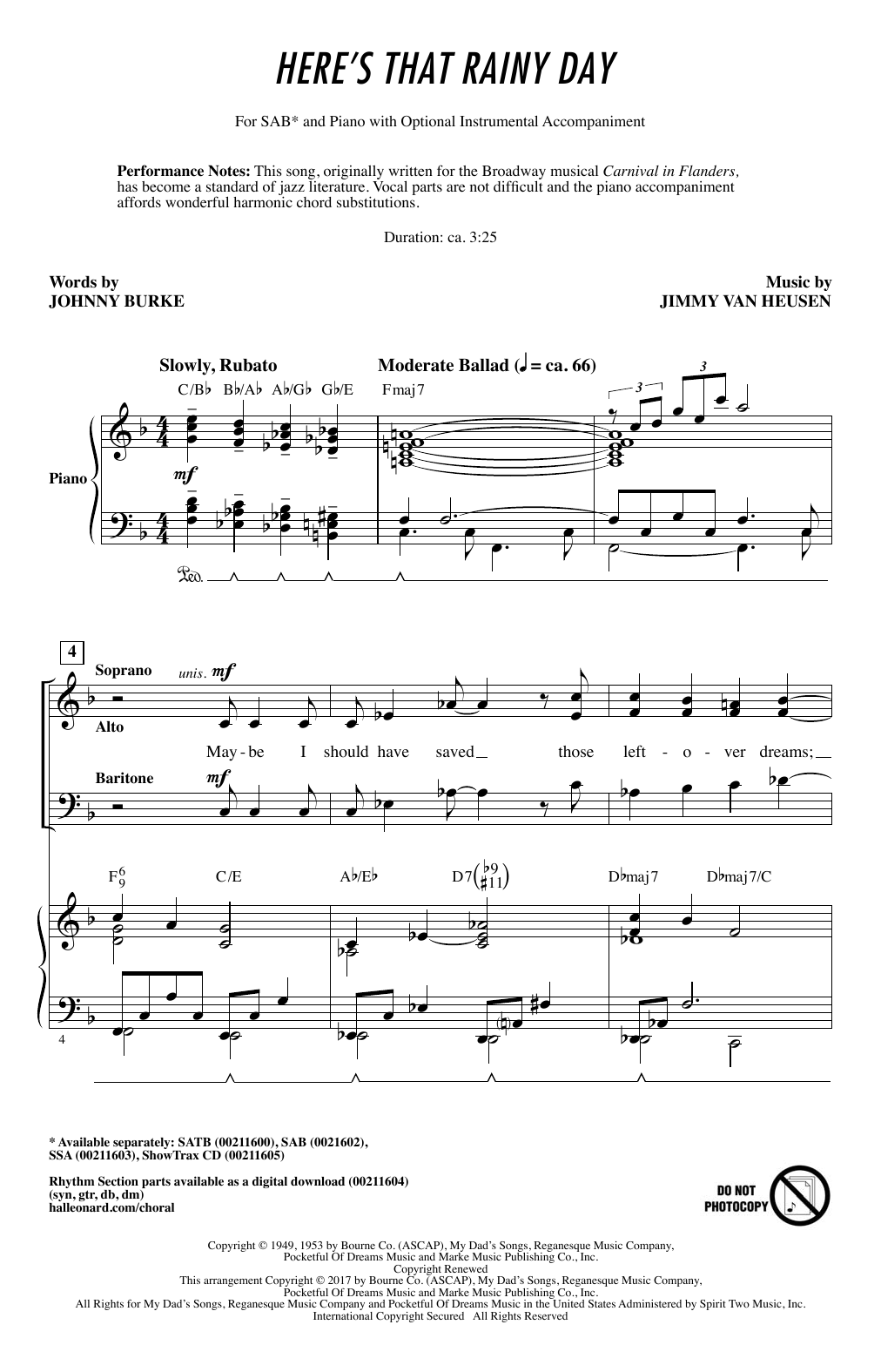 Ed Lojeski Here's That Rainy Day Sheet Music
