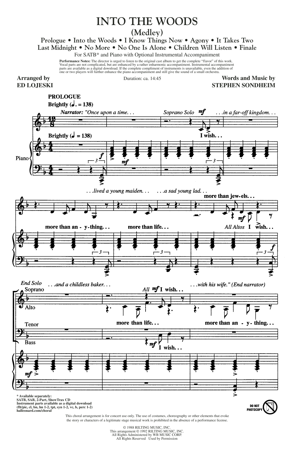 Ed Lojeski Into The Woods (Medley) Sheet Music